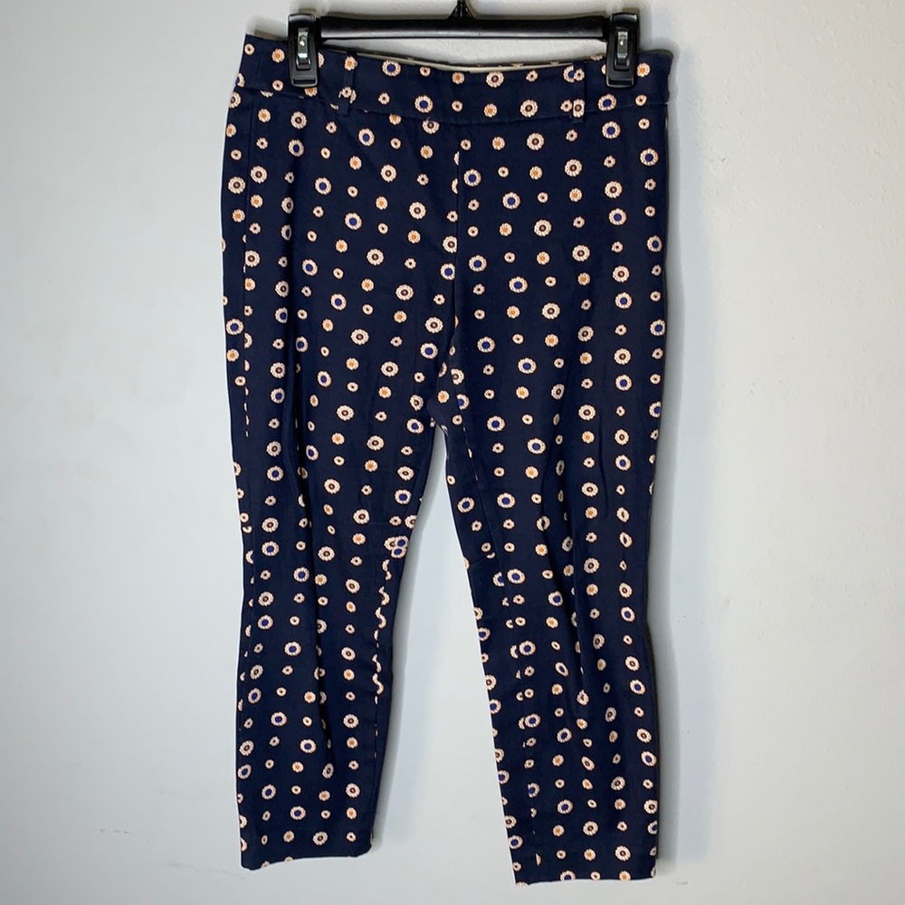 J crew Minnie navy circle print pants 2 petite